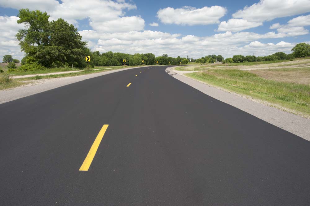 Freshly paved rural Minnesota highway